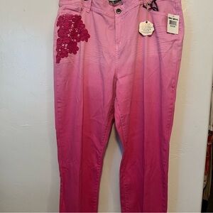 Hot Kiss Pink Ombre Jeans Plus Size 23/24 Valentine NWT
